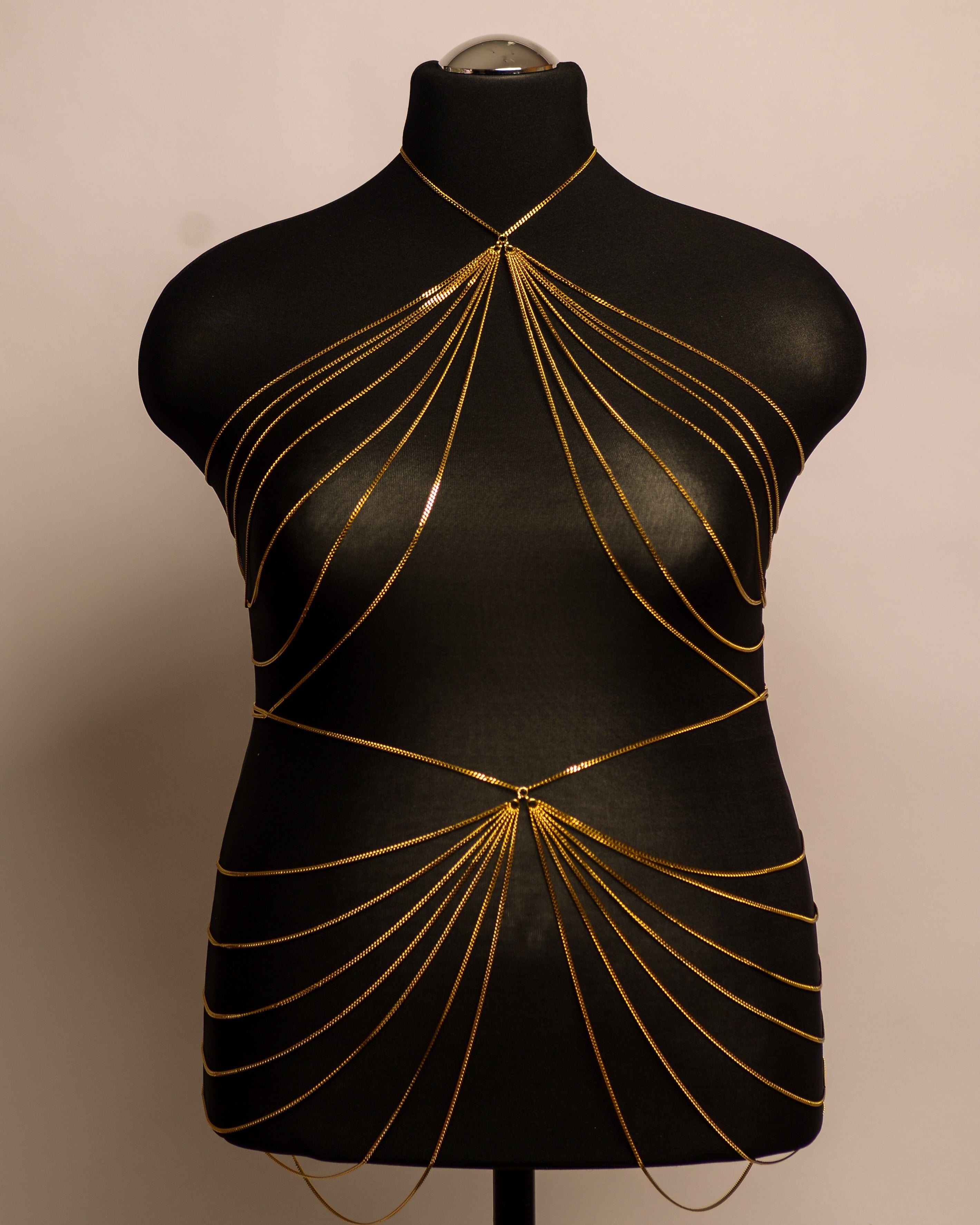 After Dark Top stainless steel body chain handgemaakt op maat